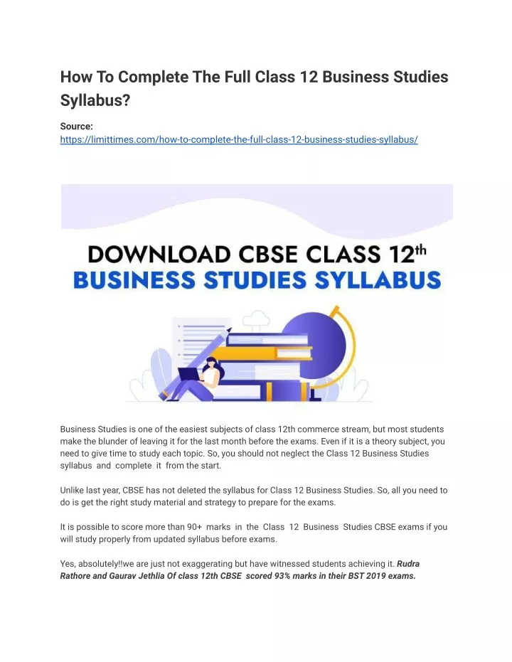 how to complete the full class 12 business