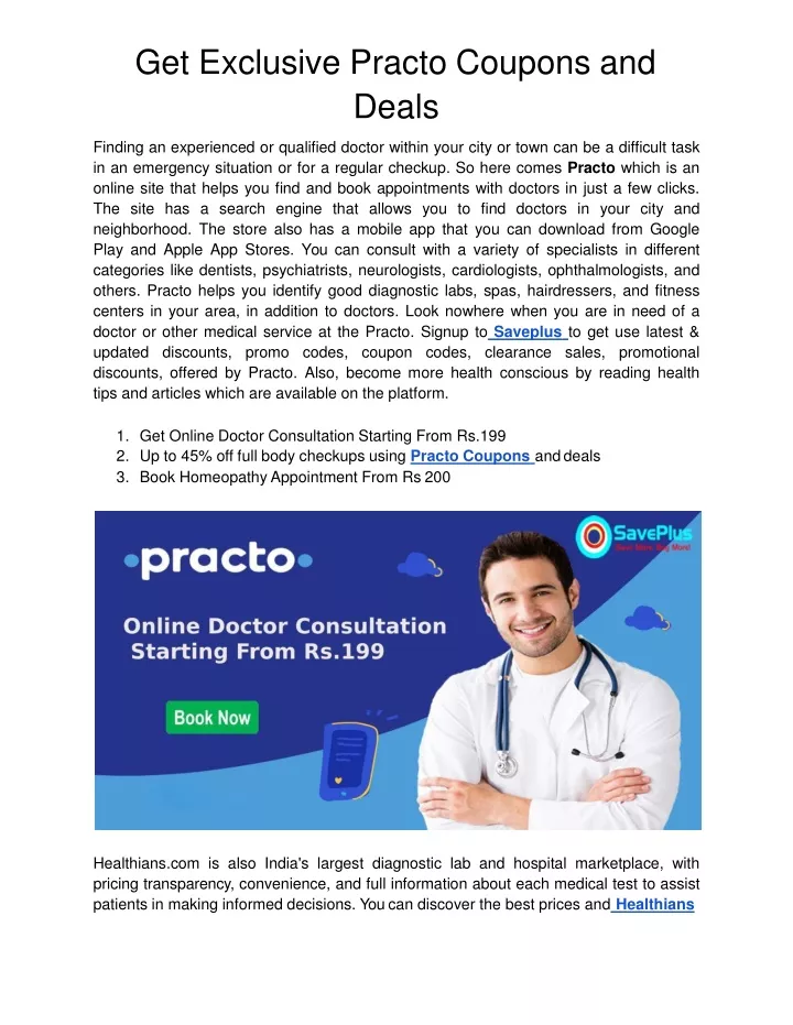 get exclusive practo coupons and deals finding