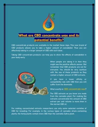 What are CBD concentrate wax and its potential benefits?