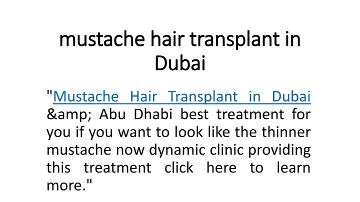 mustache hair transplant in dubai