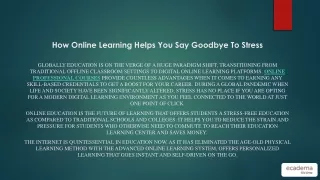 how online learning helps you say goodbye to stress