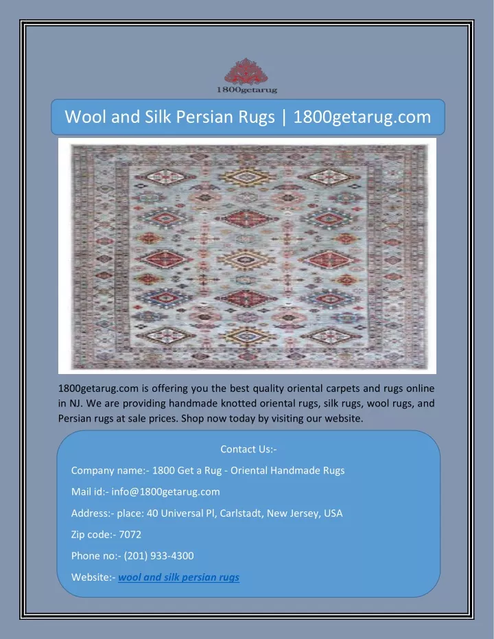 wool and silk persian rugs 1800getarug com