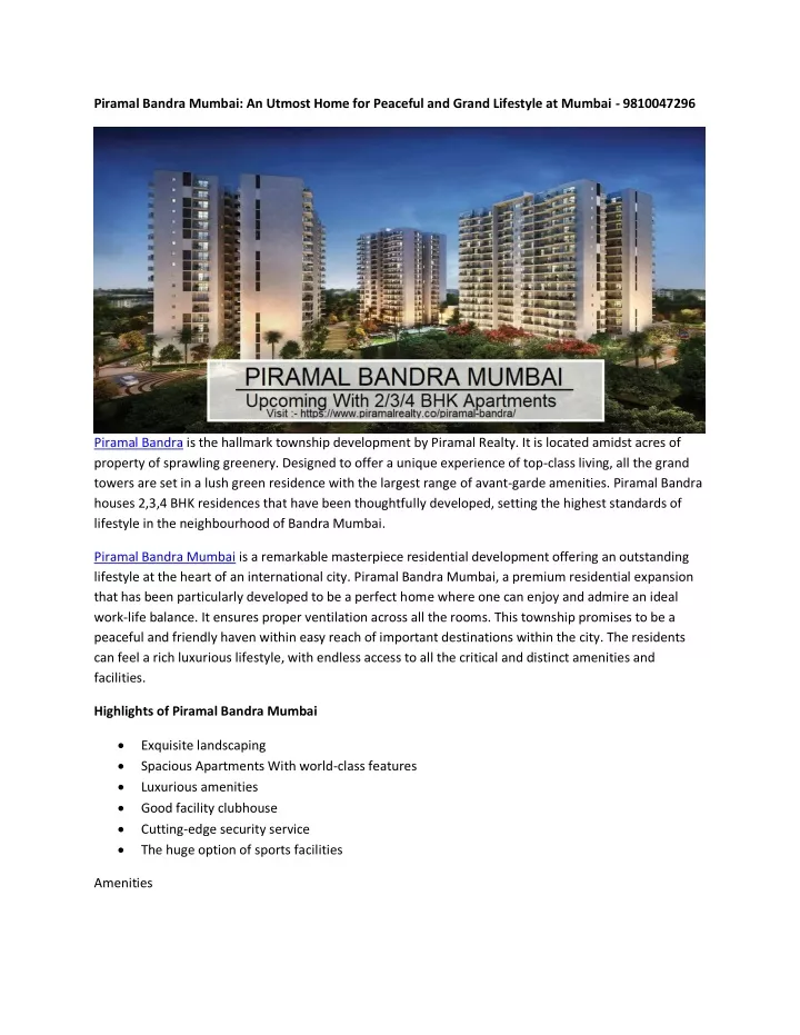 piramal bandra mumbai an utmost home for peaceful