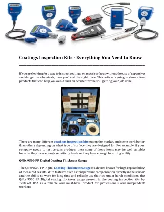 Coatings Inspection Kits - Everything You Need to Know