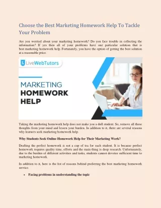 Choose the Best Marketing Homework Help To Tackle Your Problem