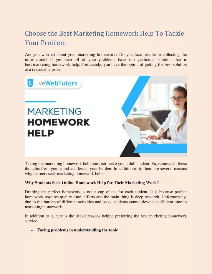 choose the best marketing homework help to tackle