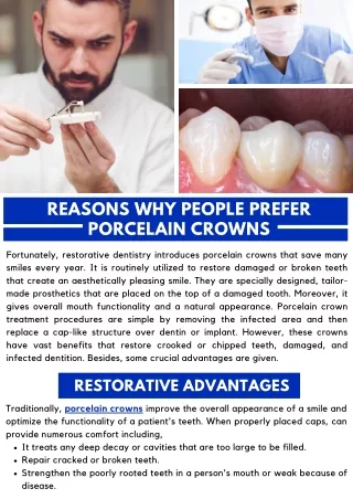 Reasons Why People Prefer Porcelain Crowns