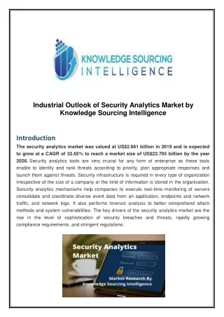 Security Analytics Market Set to Witness Magnificent Grow and Size
