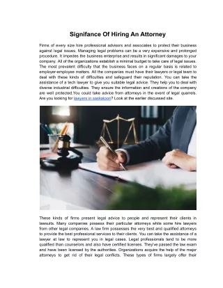 Signifance Of Hiring An Attorney