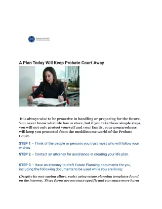 A Plan Today Will Keep Probate Court Away