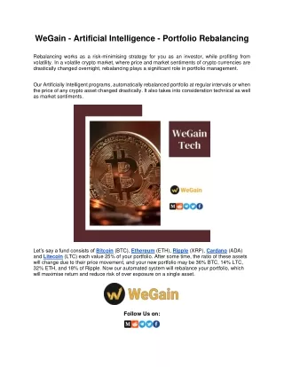 wegain artificial intelligence portfolio