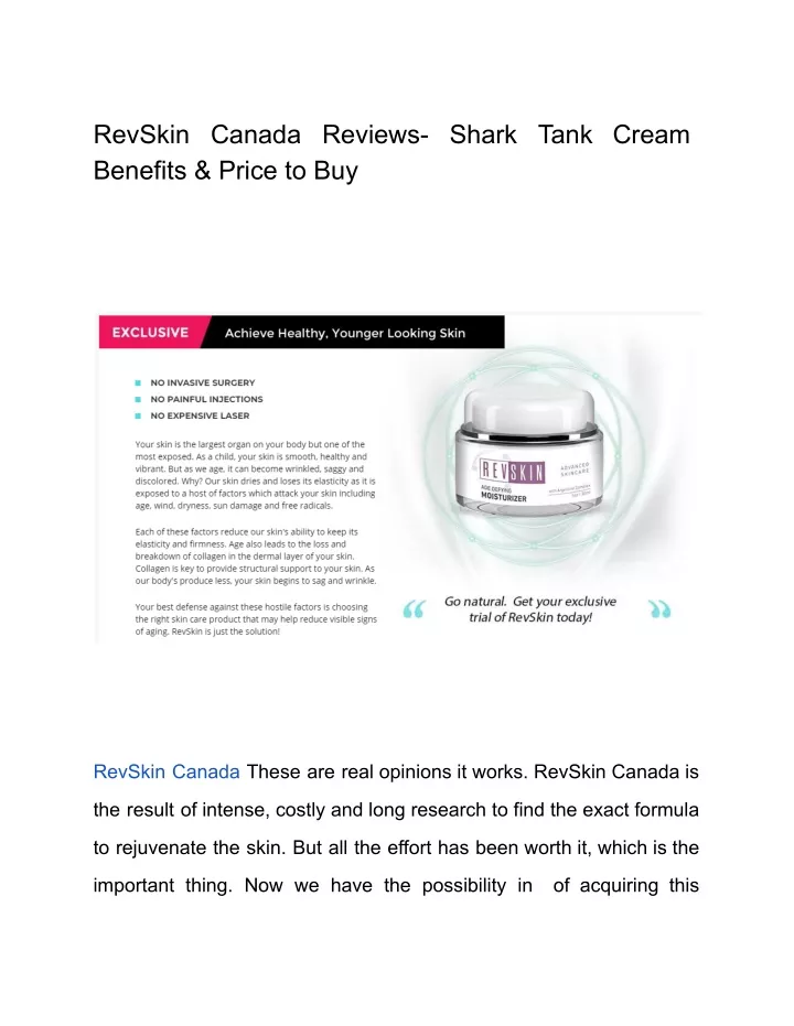 revskin canada reviews shark tank cream benefits