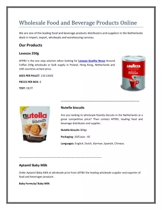 Wholesale Food and Beverage Products Online Netherlands