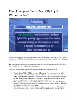 Can I Change or Cancel My Delta Flight Without a Fee?