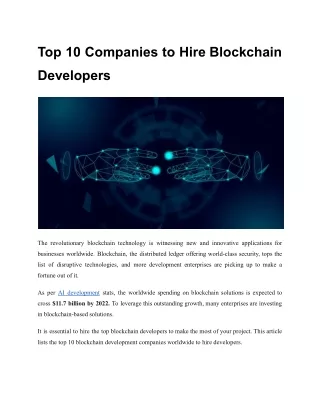 top 10 companies to hire blockchain