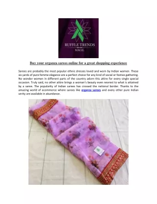 Buy your organza sarees online for a great shopping experience