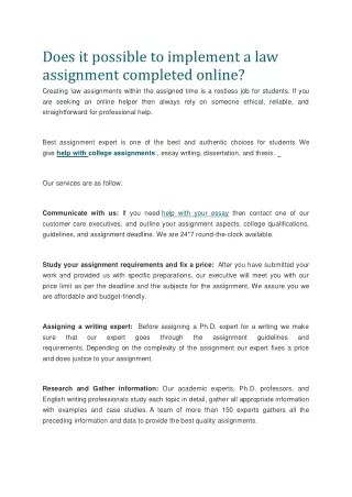 does it possible to implement a law assignment