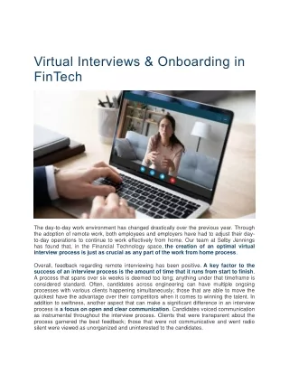 virtual interviews onboarding in fintech