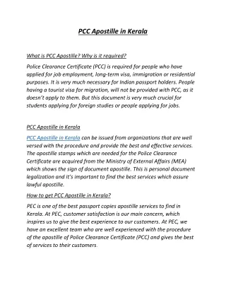 PCC Apostille in Kerala