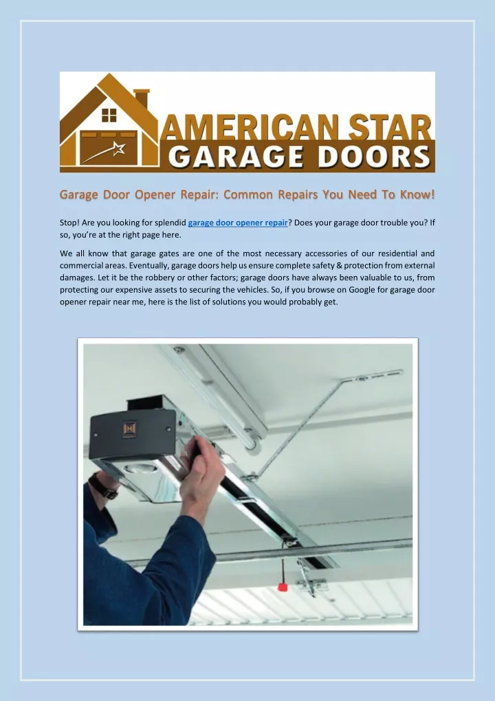 garage door opener repair common repairs you need