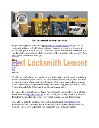 fast locksmith lemont services