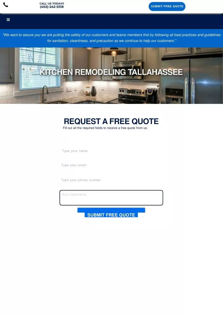 request a free quote fill out all the required