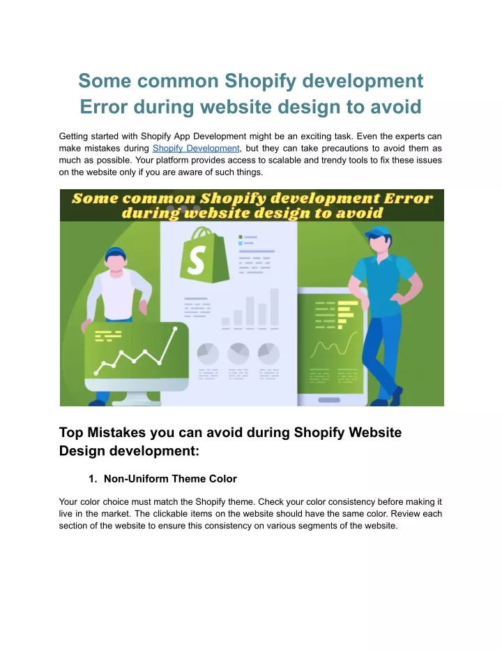 some common shopify development error during