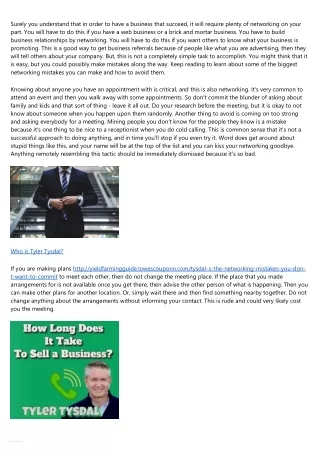 Tyler's Business Networking Mistakes to Avoid