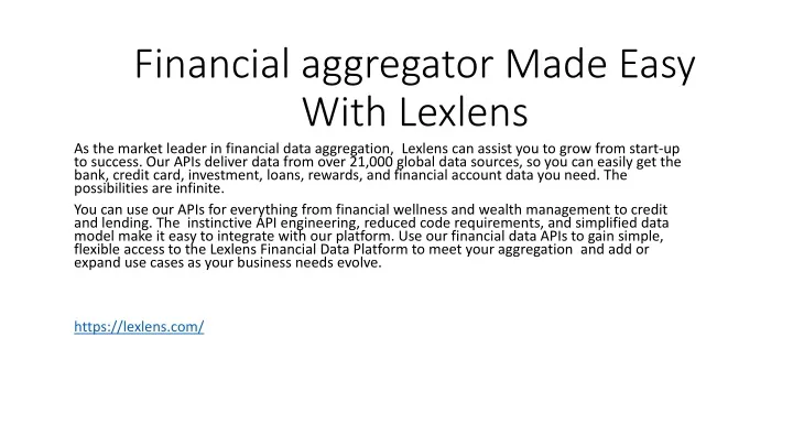 financial aggregator made easy with lexlens
