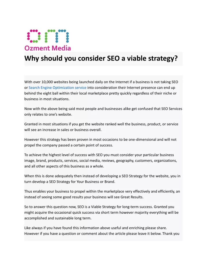 why should you consider seo a viable strategy