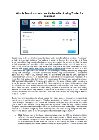 what is tumblr and what are the benefits of using