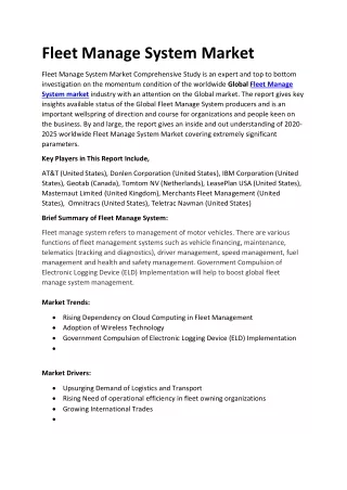 fleet manage system market