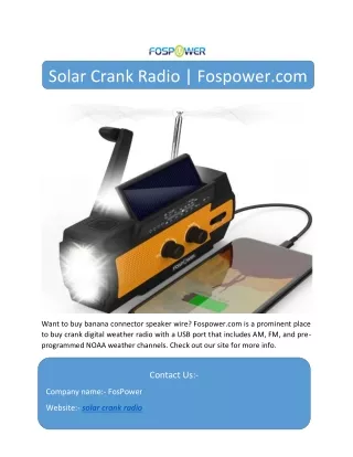 Solar Crank Radio | Fospower.com