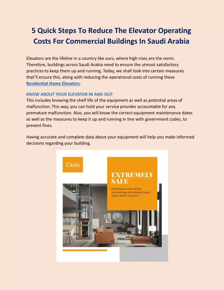 5 quick steps to reduce the elevator operating costs for commercial buildings in saudi arabia