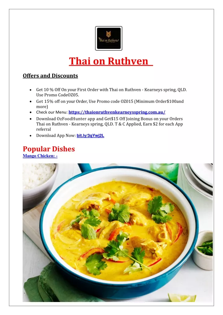 thai on ruthven offers and discounts
