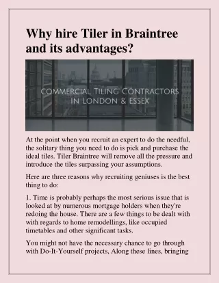 why hire tiler in braintree and its advantages