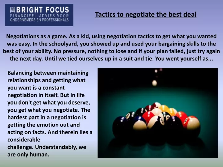 tactics to negotiate the best deal