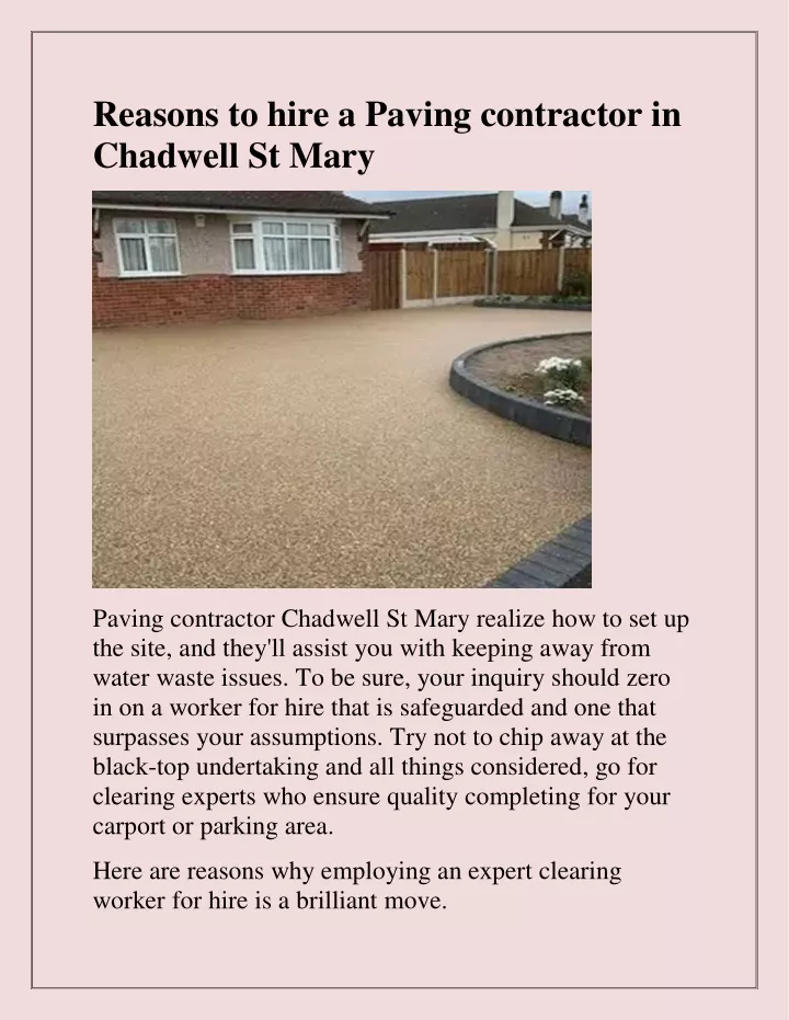 reasons to hire a paving contractor in chadwell