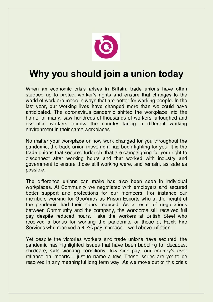 why you should join a union today