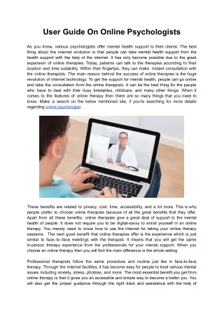 user guide on online psychologists
