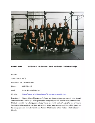 Women Who Lift - Personal Trainer, Bootcamp & Fitness Mississauga