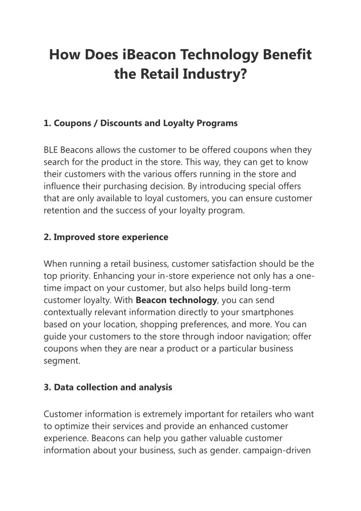 how does ibeacon technology benefit the retail