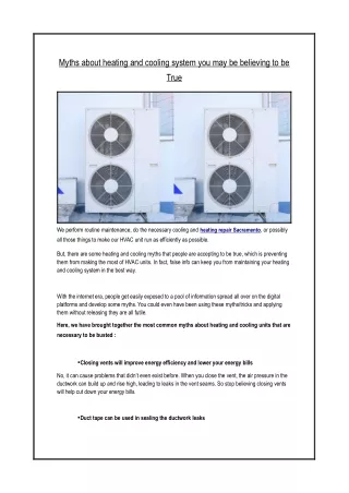 myths about heating and cooling system