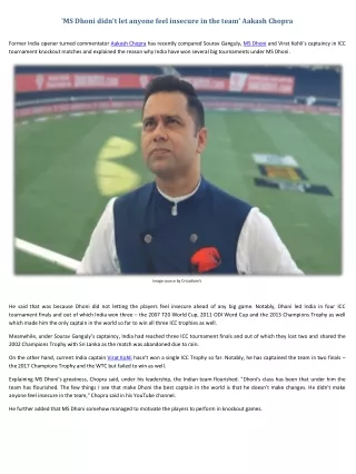 ms dhoni didn t let anyone feel insecure