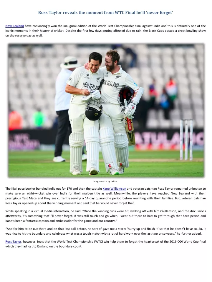 ross taylor reveals the moment from wtc final