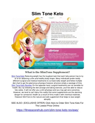 How Does the Slim Tone Keto Ingredients Works?