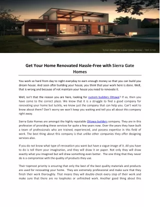 Get Your Home Renovated Hassle-Free with Sierra Gate Homes