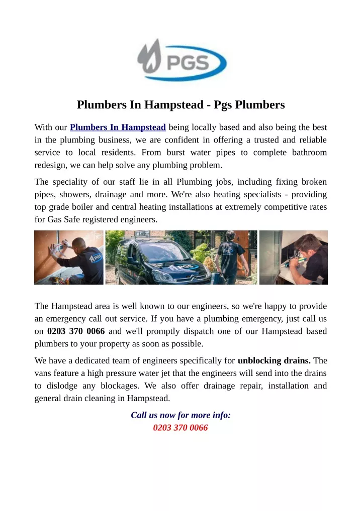 plumbers in hampstead pgs plumbers