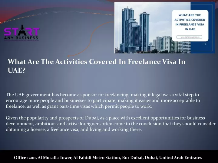 what are the activities covered in freelance visa