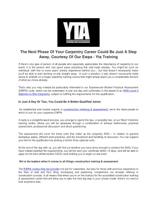 the next phase of your carpentry career could